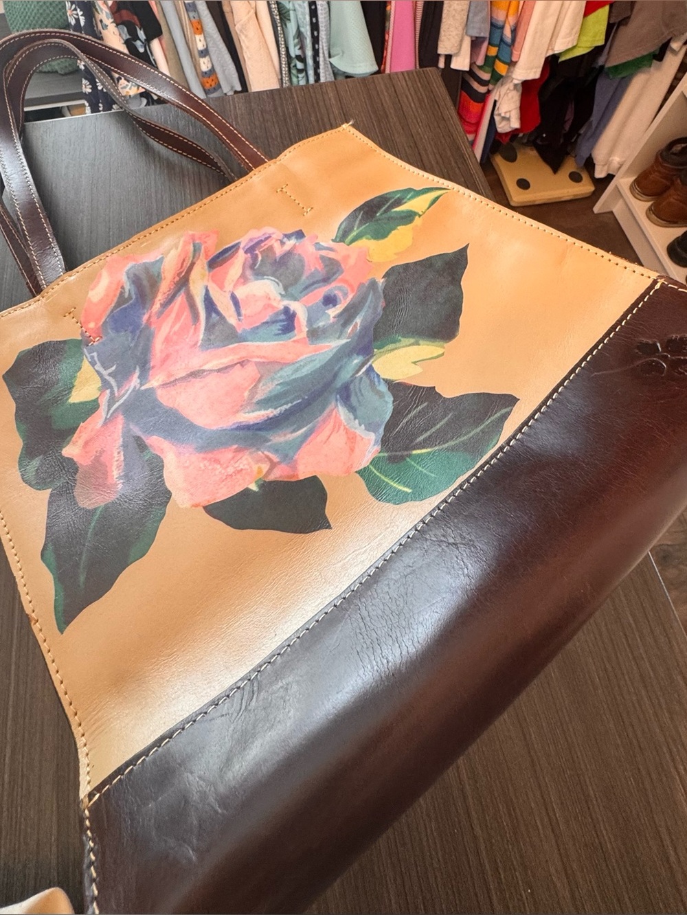 Patricia Nash Italian Leather Floral Rose Tote